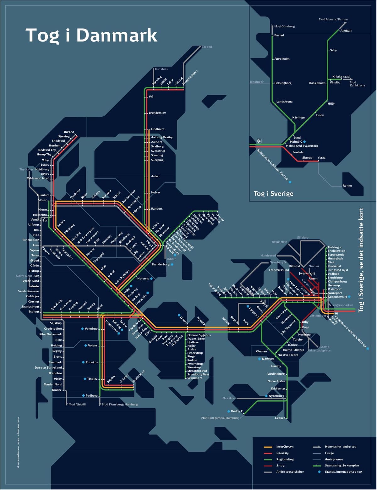 Karta vlak Kopenhagen Danska