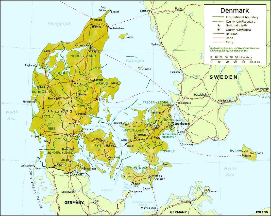 Karta Danske geografija 