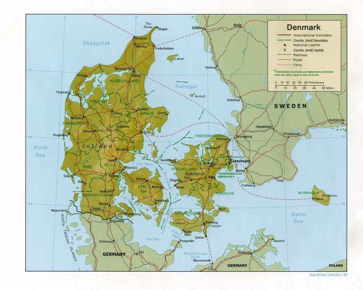 Karta fizička Danska