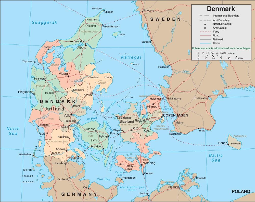 Karta rijeke Danskoj 