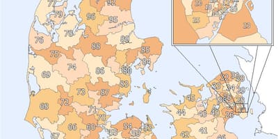Danska ZIP kod na karti